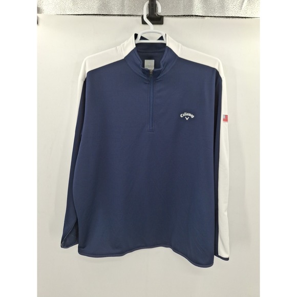 Callaway Golf Waffle Fleece Quarter Zip Pullover USA‎ Navy XXL - Picture 1 of 11